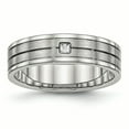 thumbnail image 1 of Bague CZ Rainurée Brossée et Polie en Acier Inoxydable 10 Dimensions, 1 of 7