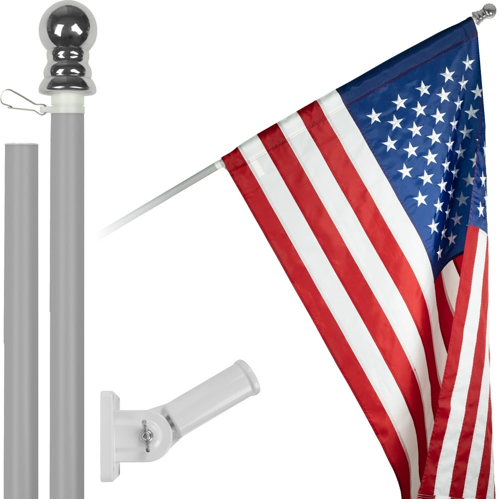 G128 5 Feet Tangle Free Spinning Flagpole (Silver) American Flag Pole