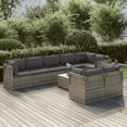 thumbnail image 1 of vidaXL 9 Piece Garden Lounge Set with Cushions Grey Poly Rattan, 1 of 5