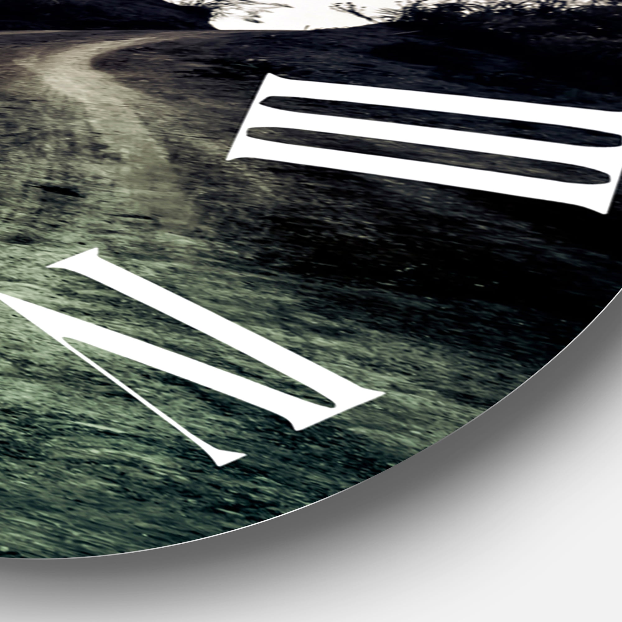 Designart 'Muddy Road Under Full Moon' Modern Wall Clock