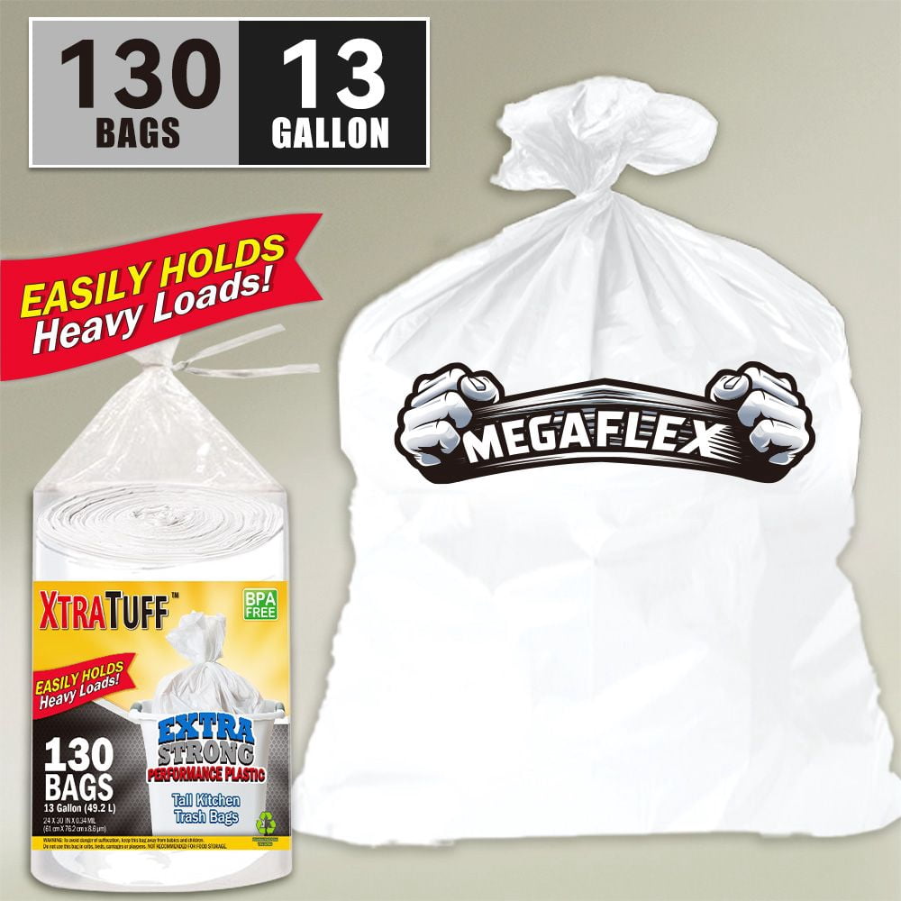 130-Pack 13 Gallon Heavy-Duty Garbage Bags – Expandable, Leak-Resistant, Odor-Proof Trash Bags for Home & Outdoor