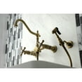 thumbnail image 4 of Kingston Brass KS1243AXBS Heritage Wall Mount Bridge Kitchen Faucet with Brass Spray, Antique Brass, 4 of 5