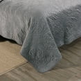 thumbnail image 4 of Kasentex  3-Piece Stone Washed Quilt Set Soft Cotton Floral Velveteen Bedspread Coverlet Set Navy Queen, 4 of 13