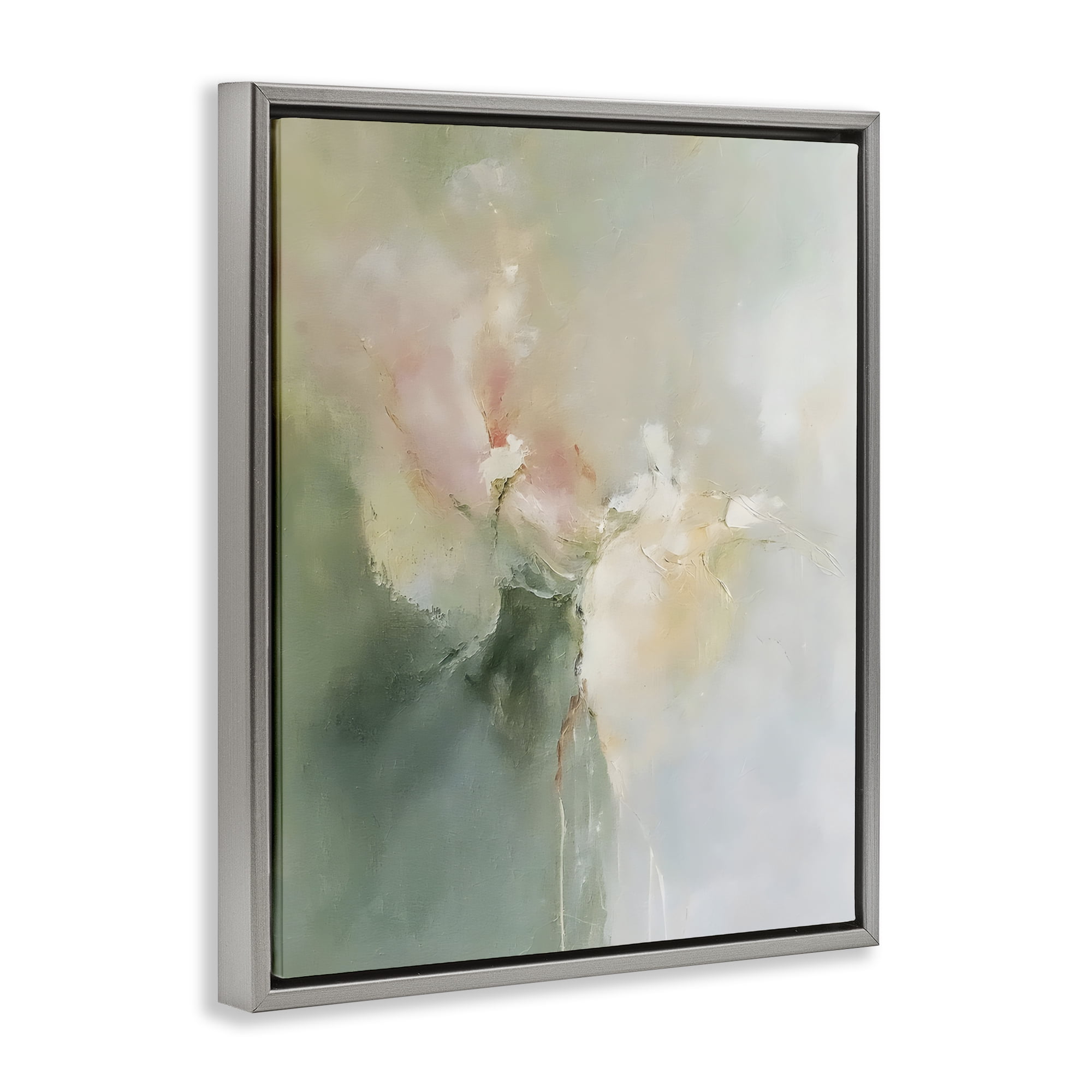 Stupell Industries Ethereal Brushwork Abstraction Gray Framed Floater Canvas Wall Art, design by Riley B