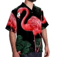 thumbnail image 2 of Flamingo Tropical Rainforest Men's Casual Printed Button Down Short Sleeve Poplin Hawaiian Beach Shirt with Spread Collar Tops, 2 of 6