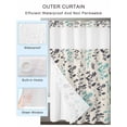 thumbnail image 4 of No Hook Shower Curtain with Snap-in Liner, Aqua Grey Botanical Waterproof Fabric Bathroom Curtains, Rustic Country Spring Floral Summer Leafv Bath Curtains & Mesh Top Window Narrow 36"x78", 4 of 9
