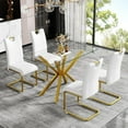 thumbnail image 4 of Dining Table Modern Tempered Glass Dinner Table, Rectangle Kitchen Table with Sturdy Metal Legs, Contemporary Minimalist Design, Ideal for Dining Room, Kitchen, or Small Spaces (Golden, 47.24"), 4 of 13