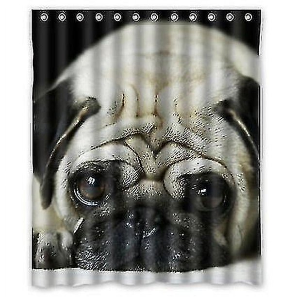 Adorable cortina de ducha de cachorro pug cortina de ducha impermeable 150x180 cm c--25212 (hy)