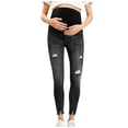 thumbnail image 2 of BRGZLK Maternity Jeans Pants Summer Trendy High Waist Belly Support Slim Stretch Pregnancy Casual Fitted Slimming Distressed Denim Pants Black M, 2 of 7