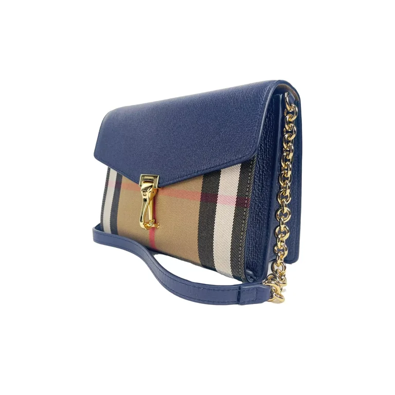 Burberry Macken Small Regency Blue House Check Leather
