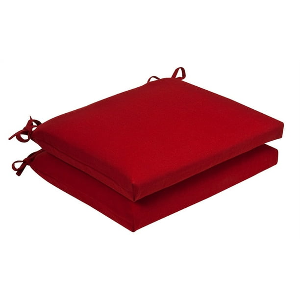 Set of 2 Red Outdoor Patio Furniture Chair Seat Cushions 18.5