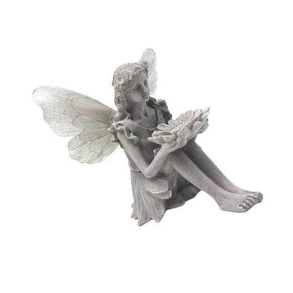 Charming Fairy Statue Yard Solar Light Angel Wing Light Solar Powered Fairy with Wing Figurine Home Porch Sculpture