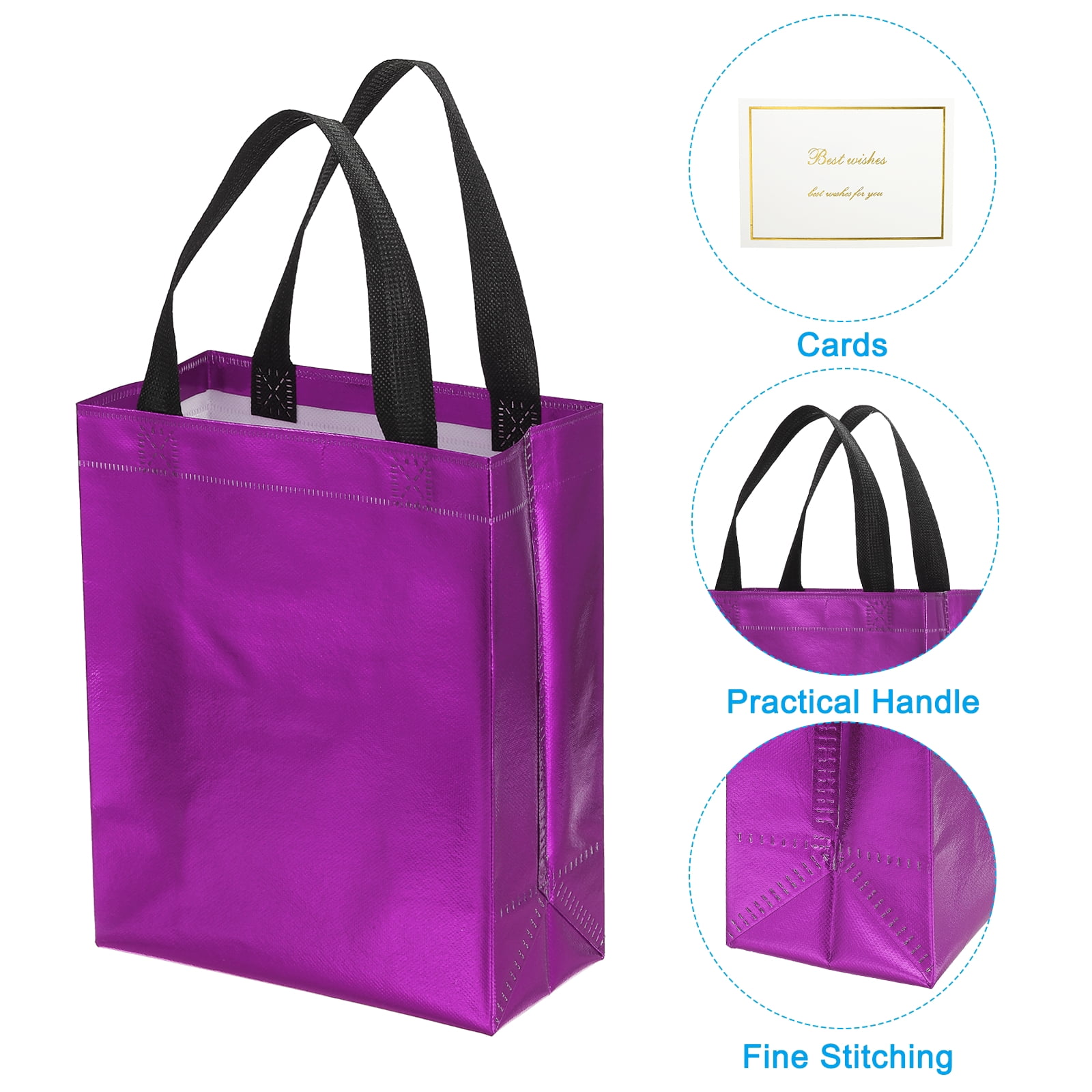 Unique Bargains Gift Bags with Cards Reusable Non-Woven Goodie Bags Purple