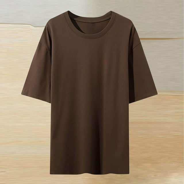 Jusqu'à 60 % de Réduction, T-shirt d'Été à Col Rond Manches Courtes Mode Décontractée Imprimé Bouton pour Usage Quotidien Ajustement Réglable/coton, Café, Sopatenor