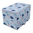 thumbnail image 1 of Underwater Dog Crate Cover, Whale Characters in the Sea Swimming Island Ocean Palm Trees, Easy to Use Pet Kennel Cover Small Dogs Puppies Kittens, 7 Sizes, Coral and Ceil Blue, by Ambesonne, 1 of 1