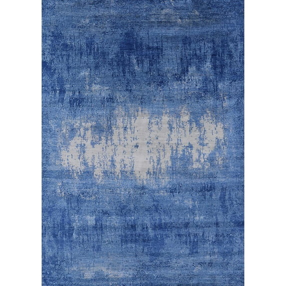 Ahgly Company Machine Washable Indoor Rectangle Industrial Modern CornflowerBlue Area Rugs, 4' x 6'