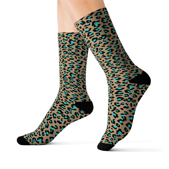 Turquoise Leppard Socks