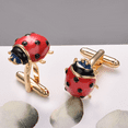 thumbnail image 3 of Yoursfs Gold Cufflinks for Men Funny Red Ladybug Cufflinks Personalized Wedding Party Jewelry, 3 of 7