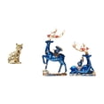 thumbnail image 1 of Estatua de gato y reno, figura decorativa, escultura animal, arte artesanal, adorno de resina, colección de figuras de pareja de ciervos para chimenea, 1 of 8