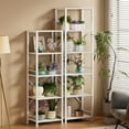 thumbnail image 5 of White Tall Bookshelf, Narrow Bookcase with 6 Shelves, Modern Freestanding Shelf Units, Metal and Wood Display Storage Corner Rack Organizer for Living Room, Home Office, Hallway, Bathroom, 5 of 9
