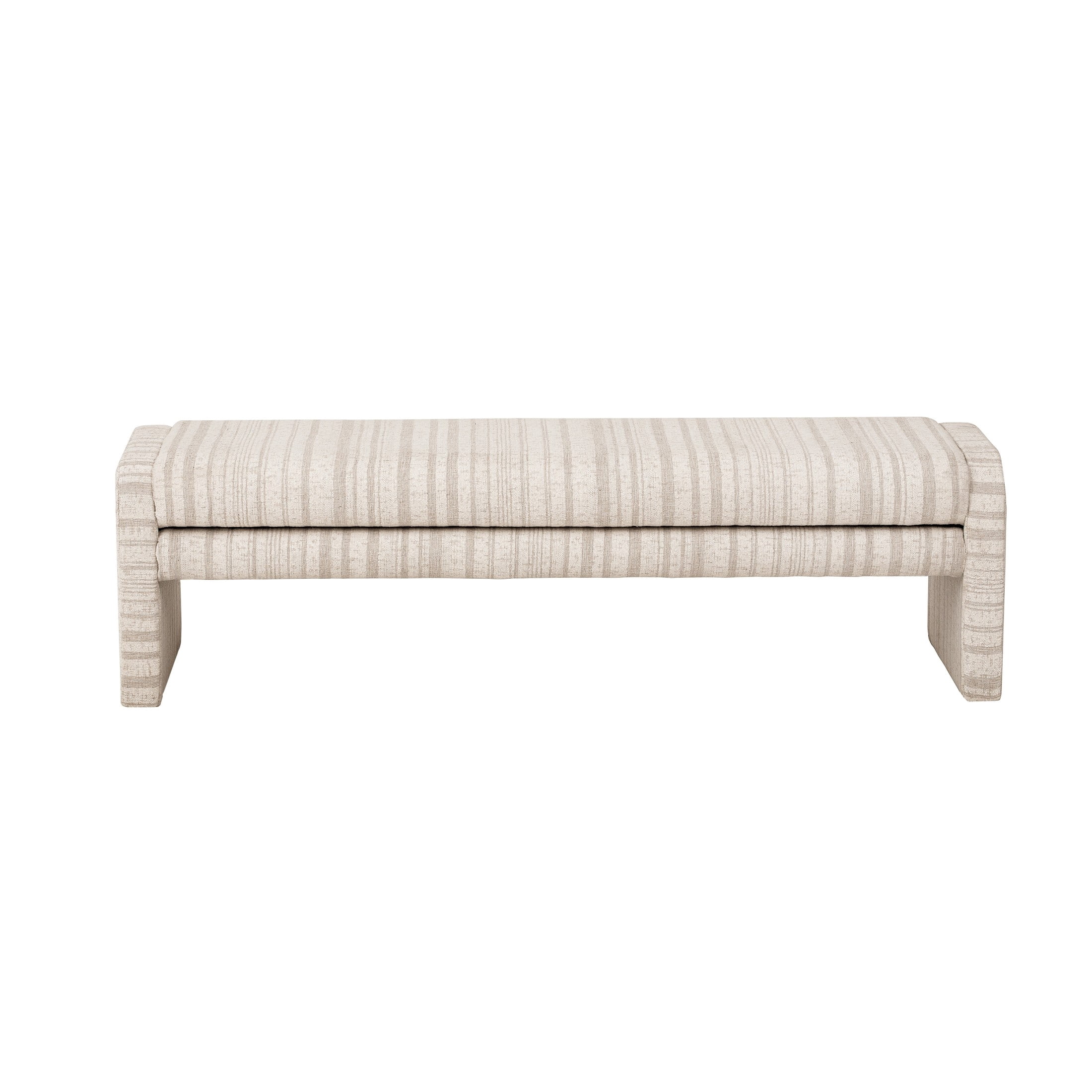 Christopher Knight Home 62" Striped Upholstered Ottoman Bench, Modern Wraparound Frame, Beige