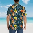 thumbnail image 4 of Pofeuu Blue Floral Print Hawaiian Shirt for Men Sleeves Casual Button Down Summer Beach Dress Shirts T-Shirts,XX-Large, 4 of 7