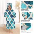 thumbnail image 3 of FORMRS Wearable Blanket Hoodie with Sleeves for Kids Cozy Flannel Sweatshirt, Blue Geometric Pattern, 3 of 7