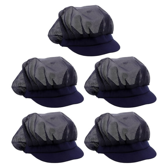 LOLIPPYY 5Pcs Black Adjustable Chef Beanie Caps Breathable Mesh Kitchen Cooking Hats for Adults