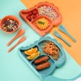 thumbnail image 7 of KGJQ 4Pcs/Set Dinner Plate Dinosaur-Shaped Divided Plate Including Bowl Spoon Fork Ergonomic Baby Feeding Utensils Easy to Clean Safe for Kids, 7 of 7