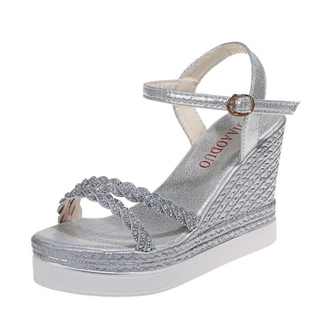 

ZMHEGW Women Ladies Fashion Open Toe Wedges Platforms High Heels Shoes Sandals