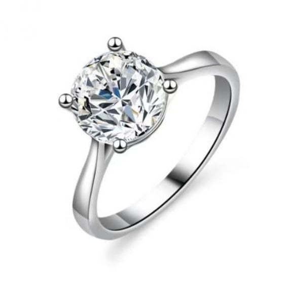 PULABO 925 Sterling Silver Ring for Women 2025 Fashion 2 Karat Four Claws cubic Zirconia Engagement Rings Promise Wedding Jewelry Gift for Her