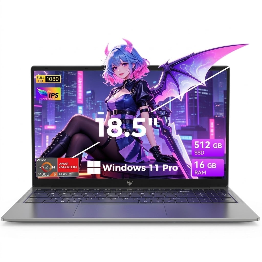 18.5"FHD Laptop, AMD Ryzen 5 7430U, 16GB RAM, 512GB SSD, WiFi 6 Bluetooth 5.2, Home Office Laptops Computer, Type-C, Numeric Keypad
