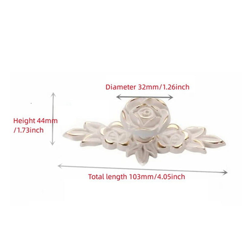 8 Pcs Euro Roses Cabinet Knobs with Backplate, Flower Drawer Pull Handles for Dresser Vanity Nightstand Cupboard