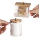 thumbnail image 3 of 2 recipientes para hisopos de baño con tapas de bambú, dispensador de hisopos de algodón de 10/7 oz, tarro organizador de boticario transparente para almacenamiento., 3 of 6