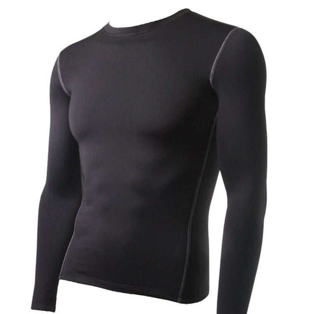 Camiseta interior térmica de manga larga ajustada con capa base de felpa para hombre, camiseta interior de invierno