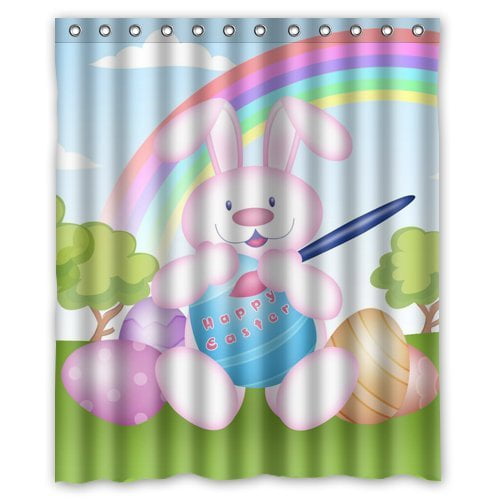 MOHome happy Easter Bunny Shower Curtain Waterproof Polyester Fabric
