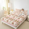 thumbnail image 4 of jejeloiu Brown Snowmen Biscuit Bed Sheets,Xmas Dessert House King Sheets,Pink Khaki Beige Sheet Set For Girl,Red White Home Decor,4pcs, 4 of 7