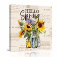 thumbnail image 2 of Canvas Wall Art Hello Spring Canvas Art Print Sunflowers Lavender Pictures Wall Decor for Living Room Bedroom Artwork Decorations Stretched Framed Ready to Hang 12"x12", 2 of 9