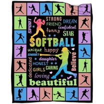 Softball Gifts for Girls, Softball Blanket 50''''x60'''', Girls Softball Gifts, Birthday Softball Gifts for Teen Girls Blanket Soft Cozy Flannel Throw Blanket Gifts for Sport Lovers