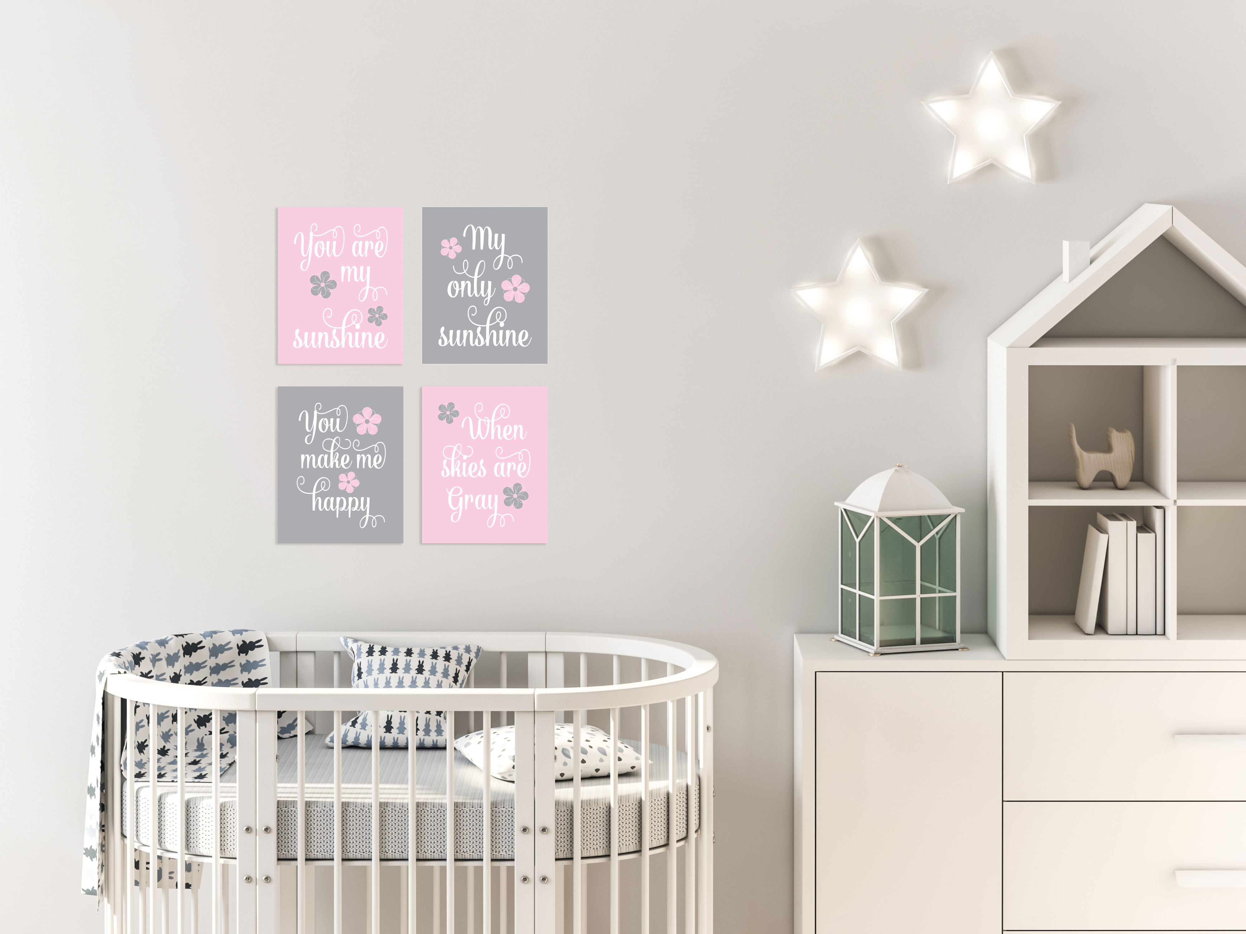 You are my sunshine baby girl nursery printable art for a blush pink room decor or boho nursery decor girl minimalist baby room pictures