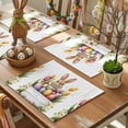 thumbnail image 3 of Easter Bunny Placemats Set of 2, Watercolor Cartoon Rabbit Purple Red Egg Tulip Floral Leaf Heat Insulated Linen Place Mats, Washable Stain-Proof Table Mats for Dining Table Holiday Decor 13x19 Inch, 3 of 9