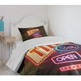 thumbnail image 4 of Ambesonne Tiki Bar Quilted Bedspread Set 2 Pcs, Neon Sign Design, Twin Size, Multicolor, 4 of 6