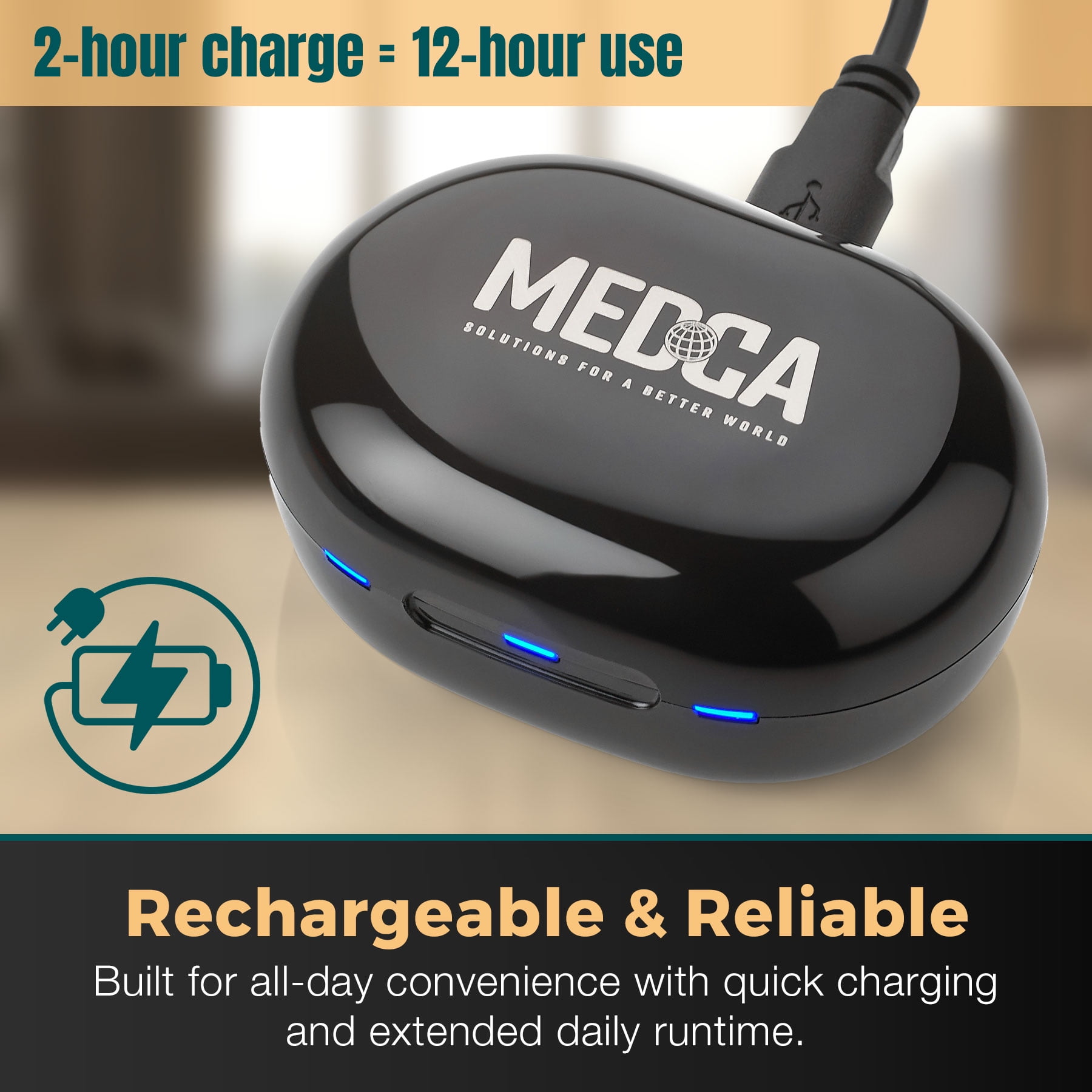 MEDca Digital Hearing Personal Sound Multicolor Rechargeable Amplifier 2 Piece Set