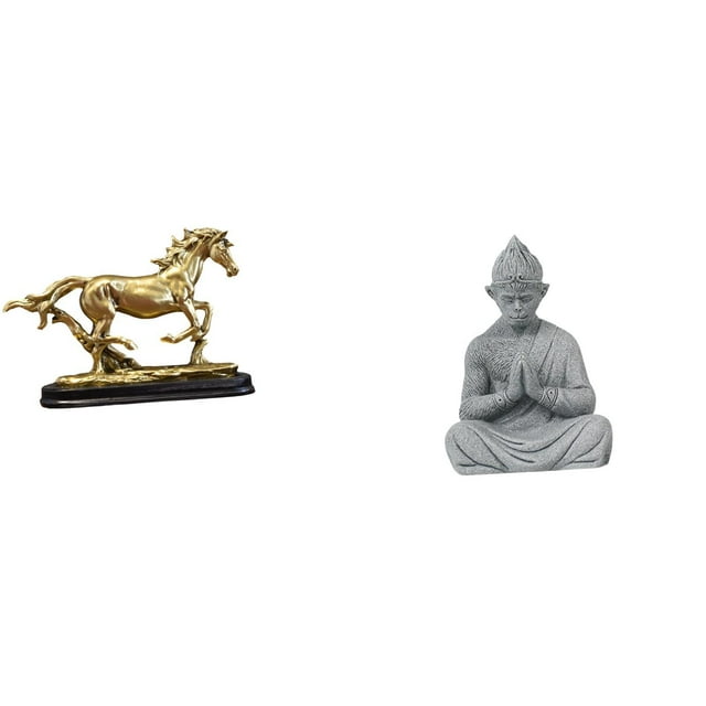 Figura de caballo en miniatura, escultura de caballo, adorno de resina, estatua de animal, estatua de Buda mono, ligera y resistente, adecuada para re
