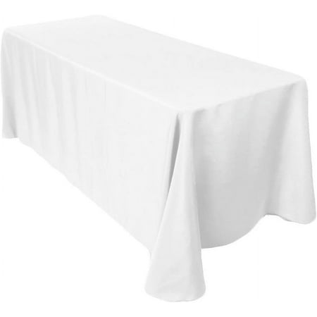 

Leading 5-Pcs 90 X 156 Inch Rectangular Polyester Cloth Fabric Linen Tablecloth - Wedding Reception Restaurant Banquet Party - Machine Washable - White