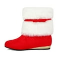 thumbnail image 6 of Wowcloth Women's Fashion Snow Boots - Red Bow Decor Slip-On Flat Comfortable Lined Winter Booties for Casual Outfit, 6 of 9