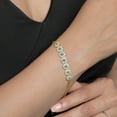 thumbnail image 4 of Gem Stone King 18K Yellow Gold Plated Silver Swiss Blue Topaz Tennis Bracelet for Women | 2.24 Cttw | Gemstone November Birthstone | 7 inch with 2 inch Extender, 4 of 5