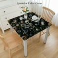 thumbnail image 2 of Halloween Round Tablecloth, Mexican Flower Skeleton Heads Roses Autumn Drawing, Circle Table Cloth Cover for Dining Room Kitchen Decoration, Off White, 2 of 7
