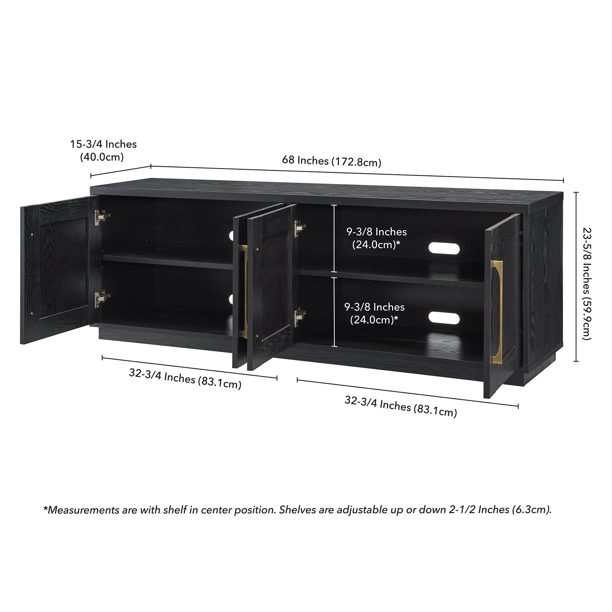 Evelyn&Zoe Tillman Rectangular TV Stand for TV's up to 75", Black Grain