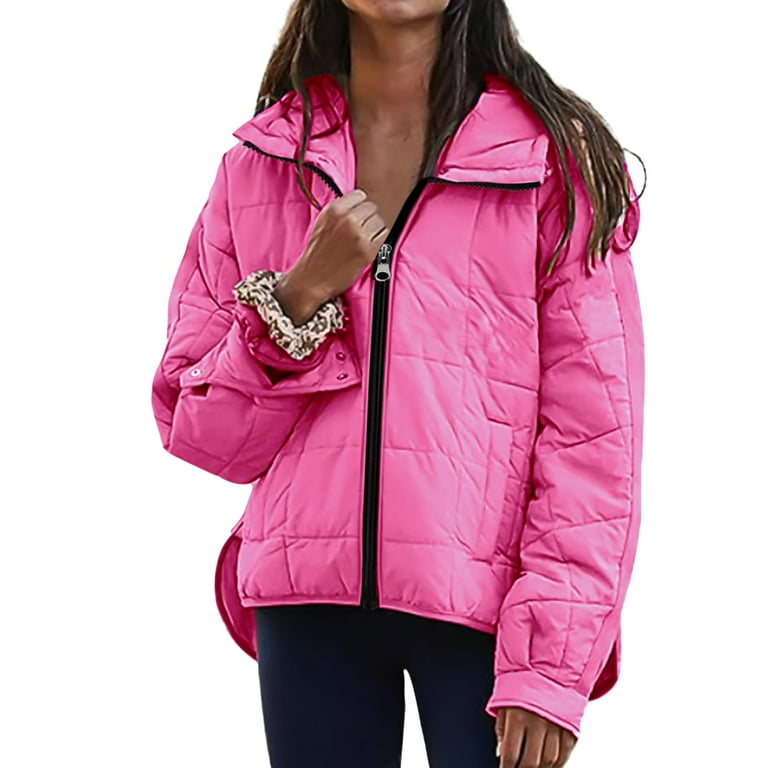 qucoqpe Women's Quilted Puffer Jacket Fall Winter Zip Up Oversized